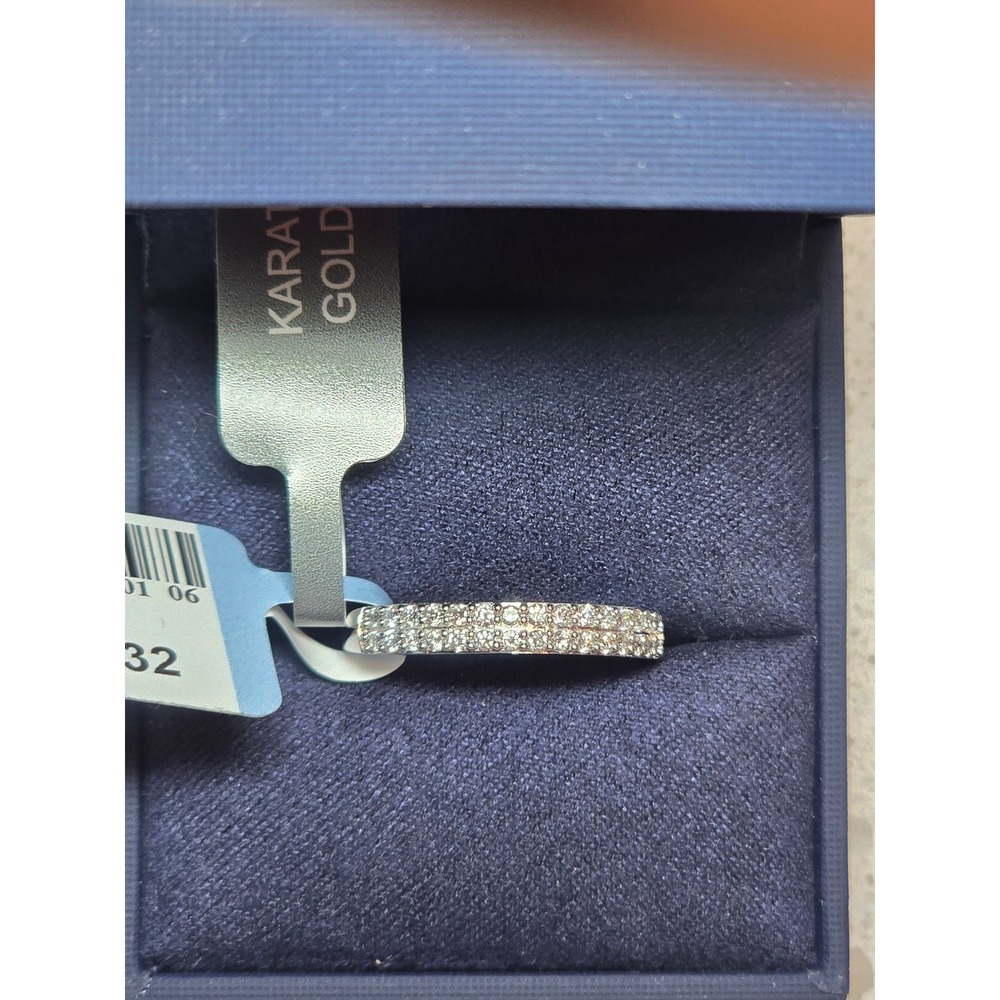 10K White Gold 1/3ct Lab Grown Diamond Double Row Band Ring SI2 Size 7 - Picture 3 of 4